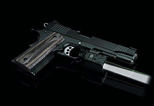 Crimson Trace CMR-204 Rail Master Pro mounted on a pistol, showing the green laser.