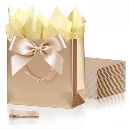 SHIPKEY 10PCS Champagne Gift Bags, 7.4