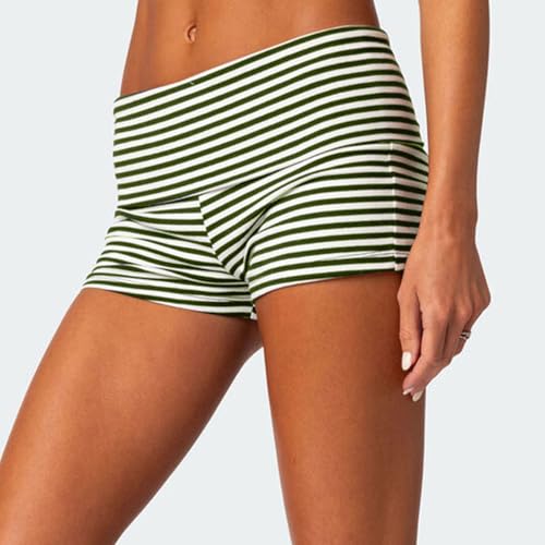 Image of Women Low Waist Lounge Shorts Fold Over Skinny Pajamas Shorts Summer Casual Pj Bottom Sleep Shorts