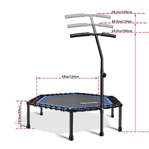 Newan 48'' Fitness Trampoline with Adjustable Handle Bar, Silent Trampoline Bungee Rebounder Jumping Cardio Trainer Workout for Adults - Max Limit 330 lbs by NEWAN - Image 7