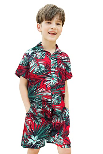 Coofandy Toddler Boys Hawaiian Vacation Beach Sets Kids Short Sleeve Button Down Printed Shirts 4-5T #TOP18