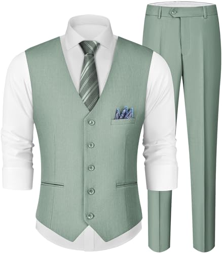 MAGE MALE Men's Linen 2 Piece Suit Slim Fit Wedding