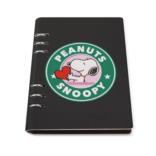 スヌーピー システム手帳 PU ノートメモ帳 バインダーノート A5サイズ 手帳 スケジュール帳 6穴 レザー 日記帳 記録ノート ルーズリーフ式 詰め替え可 メモ帳 バインダーリング 文房用具 プレゼント 贈り物 子供 学生