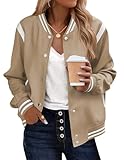 Zeagoo Women's Spring Fashion Varsity Bomber Jackets Casual Button Up Lightweight Hip Pop Flight Outerwear...