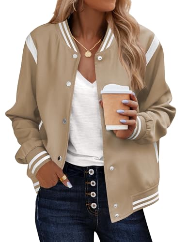 Zeagoo Bomber Jacket Women's Fashion Spring Stripe Casual Work Office