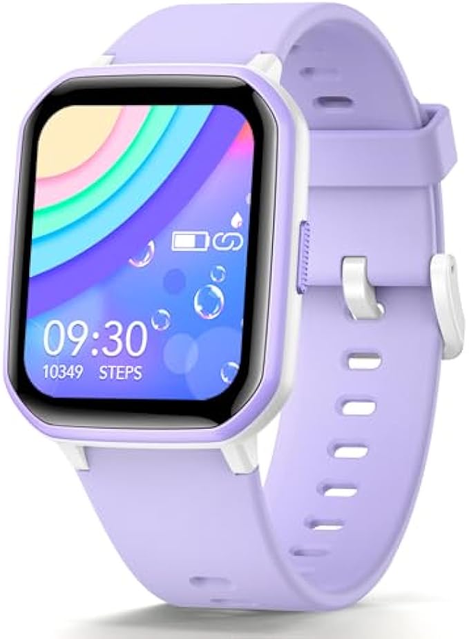 Kids Smart Watch Girls Boys, Fitness Tracker Watch for Kids, 1.5" DIY Dial, 19 Sport Mode, Sleep Monitor, Pedometers, Heart Rate, IP68 Waterproof, Great Gift for Boys Girls Teens 6-14 (Purple)