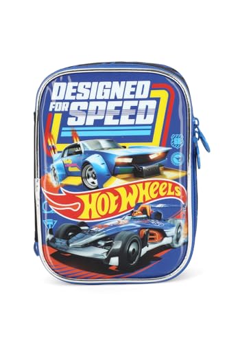 Estojo Box Hot Wheels 3 Compartimento Escolar Infatil (Azul)