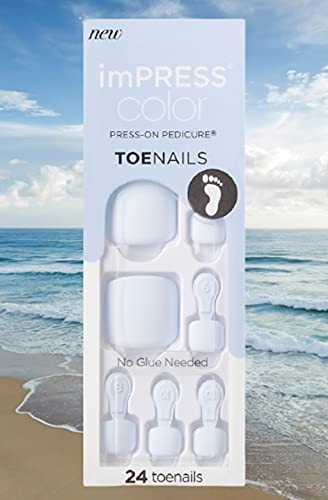 Impress Kiss ImPress Color Press-On Pedicure Toe Nails IMTS04Y9 Blue Sea (Matte Light Blue), 24 Count (Pack of 1) (85712)