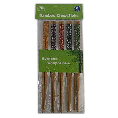 5 Pair Bamboo Chopsticks Long Assorted colours Reusable Chinese Japanese
