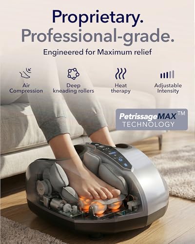 Image of MIKO Foot Massager Machine - Deep Kneading, Shiatsu, Air Compression, and Heat Therapy - Plantar Fasciitis, Diabetics, Neuropathy, Fits Up to Men Size 12