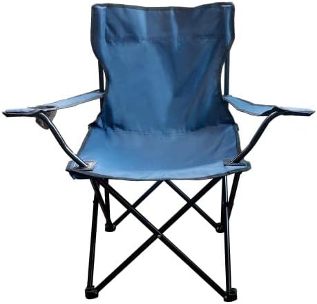 MetaKit Camping Chair Portable Folding Camp Chair for Outdoor Beach Fishing Picnic Sports Chair with Cup Holder (Dark Blue)