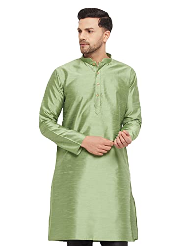 Image of VASTRAMAY Men Light Blue Cotton Kurta Pyjama and Dupatta Set (VASMKWH000nPCWHnD5AQ 36) | Independence Day