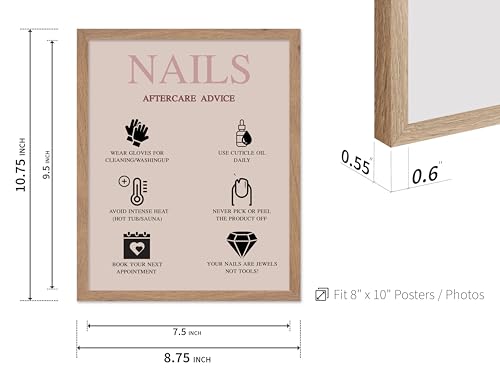 Image of Poster Master Nails Aftercare Advice Print - Manicure Poster - Fashion Art - Trendy Gift for Men, Women & Fashionista - Chic Pop Art Wall Decor for Salon, Spa or Nail Bar - 8x10 Beige Framed