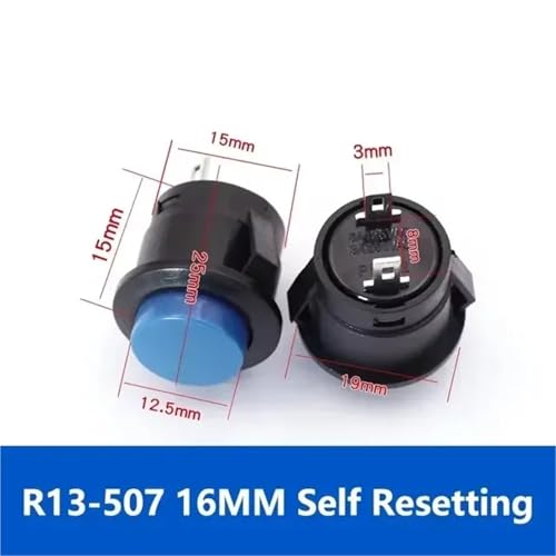 Interrupteur de réinitialisation 16mm bleu pour tableau de bord auto