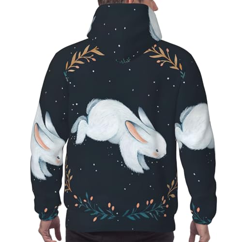 Pull à capuche en polaire pour hommes avec imprimé lapin - 6