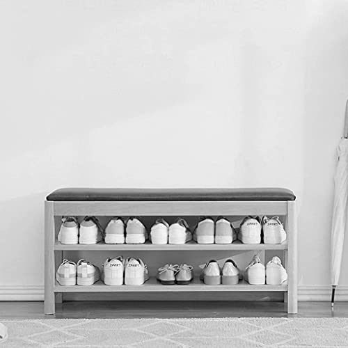 Banco de Entrada, Banco de Zapatos para Sala de Estar, Bancos de Almacenamiento, Pasillo, gabinete de Almacenamiento de Zapatos Blanco, Zapatero para Sala de Estar con Asiento, Tab