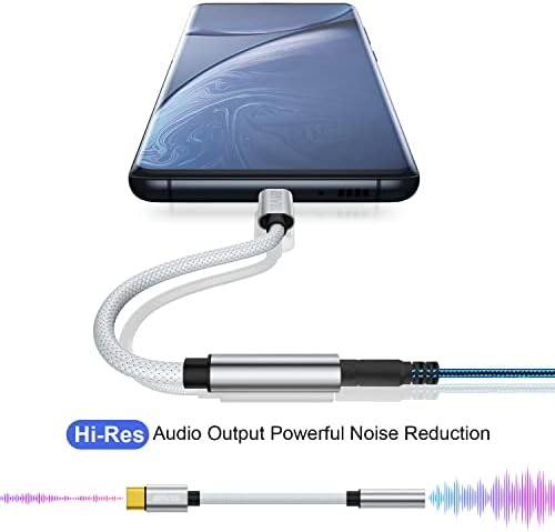USB C to 3.5mm Headphone Jack Adapter, Type C to 3.5mm Audio Stereo DAC Chip Cable Compatible with Samsung S22/S21/S20/Note20, Huawei Mate 40/30/P50/P40,Google Pixel 6/5, OnePlus 9/8T, pad mini 6