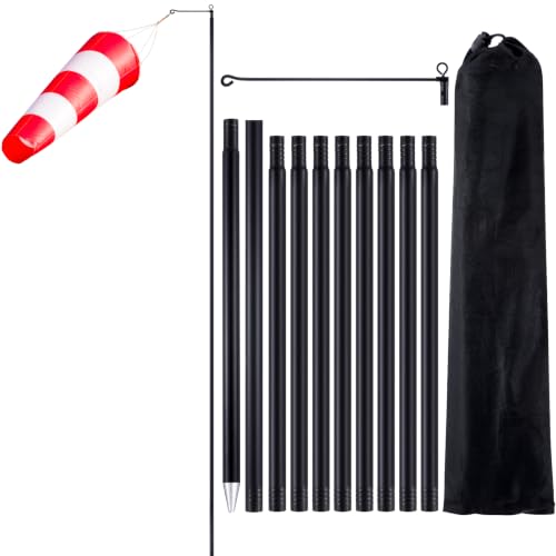 Otoolling 13 ft Windsock Pole 6-Section Flagpole with Swivel