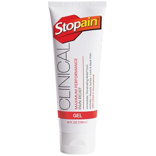 Stopain Clinical 10% Menthol Pain Relief Gel (4 oz Tube), Professional Strength Topical Analgesic for Back, Knee, Joint and Arthritis Pain Relief, Made in USA