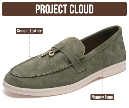 Image of Project Cloud 100% Genuine Leather Slip-on Casual Loafers for Women | Memory Foam Insole Lightweight Womens Loafers - Non-Slip Moccasins Comfortable Casual Footwear - Comfortable Loafers Women