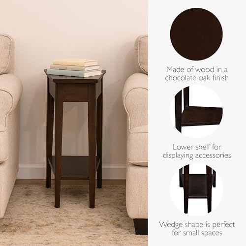 Image of Leick Home Teegan Wedge End Table, 15 inch, Chocolate Oak
