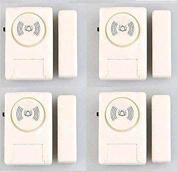 smars Plastic Wireless Door Window Open Alert Alarm Home Security System Siren | Cream-Set of 4 Quantitiy
