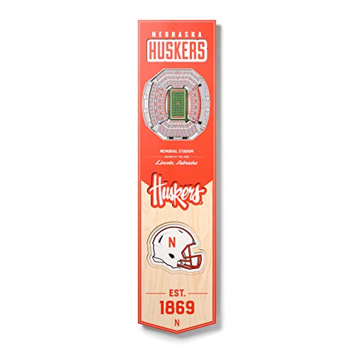 YouTheFan NCAA Nebraska Cornhuskers 3D Stadium 8x32 Banner - Memorial Stadium