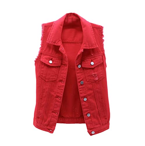 Gilet en jean rouge pour vos sorties décontractées et week-ends
