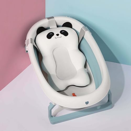 Image of Baby Bath Seat, Baby Bath Tub Cushion for Bathtub Sink for Infant Newborn, Universal Floating Bath Pillow Support Mat, Foldable Adjustable Infant Bath Supporter, Easy to Clean
