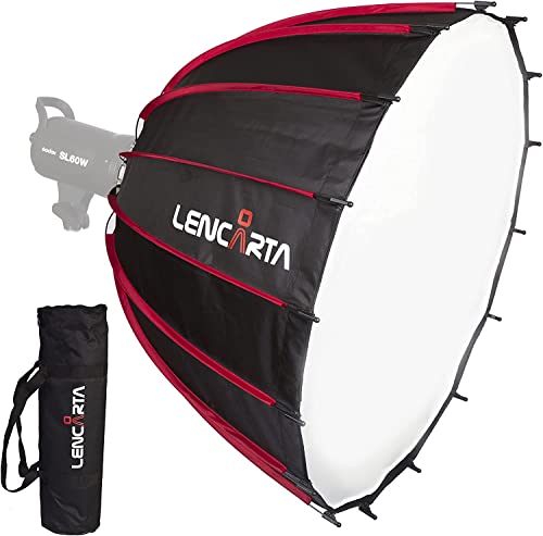 LENCARTA EZ-Pro Boîte à lumière parabolique octogonale Profonde de 90 cm avec Support Bowens Speedring et Sac 2 en 1 Facile à Ouvrir Boîte à lumière à Ouverture Rapide pour Flash Speedlite Studio Cover