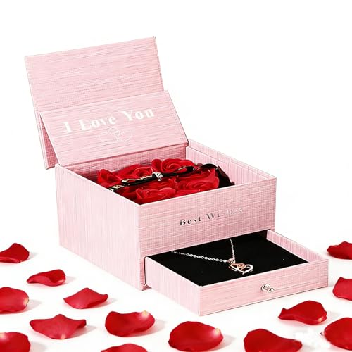 Rosas preservadas, caja de regalo de rosas preservadas, diseño de doble capa, declaración de amor, caja de joyería de 6 rosas para amante, día de San Valentín, aniversario, día de la madre, Navidad