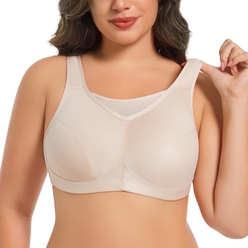 TELIMUSSTO Women's Sports Bra Wirefree Full Coverage Plus Size Comfort Non Padded Bra for Women3