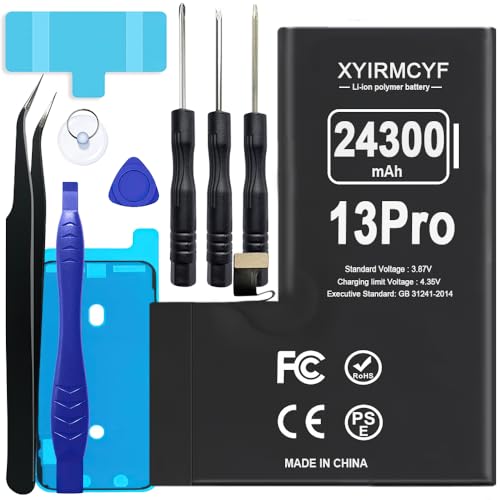 XYIRMCYF 24300mAh Super Capacity Battery Compatible with iPhone 13 Pro 0 Cycle Li-Polymer Replacement Battery for iPhone 13 Pro with Professional Repair Tool Kit