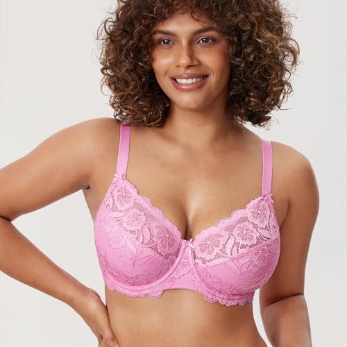 Image of DELIMIRA Women's Plus Size Full Coverage Lace Underwire Unlined Bra Up to J