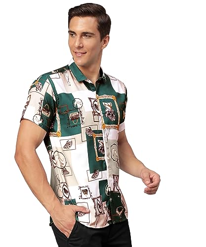 Image of Venisa Men's Cotton Blended Printed Casual Shirt