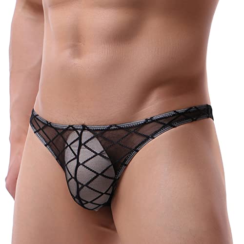 Evankin Mens Comfort Underwear Mesh Sexy G-Strings Transparent Thongs Bikini Pouch Underpants Breathable T-back - Main Image