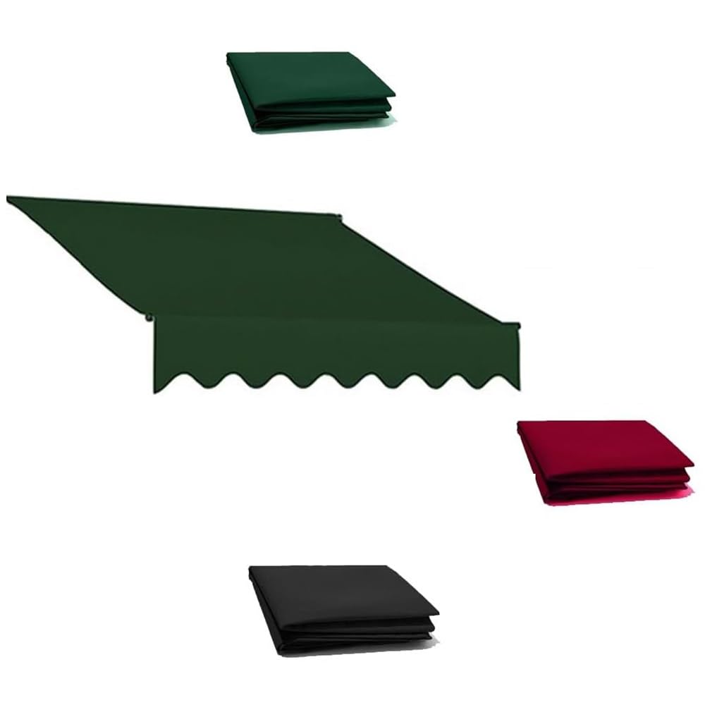 LWJSOCP 13x6.5ft Waterproof Patio Awning Replacement Fabric Retractable Sunshade Canopy for Deck Window Door Durable Green Polyester Shelter r (4x1.5m)