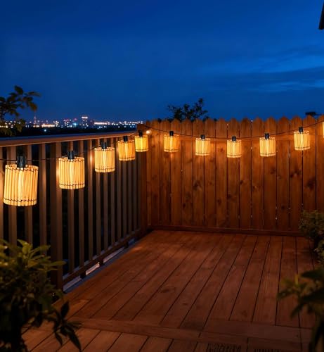 Arokart Lantern String Light Hanging Outdoor,Solar Powered Decorative Light for