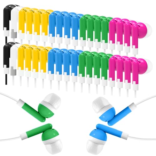 120 Pack Bulk Earbud Headphones Multi Colors Earphones Perfect for School Classroom Students Kids Children Gifts and Adults-Wholesale Disposable Earphones