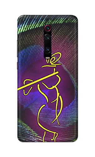 Image of PRINTFIDAA Lord Krishna On Peacock Feather Hard Back Cover for Mi 9T / Mi 9T Pro /Redmi K20 / K20 Pro Back Cover -(P6) KAT1007
