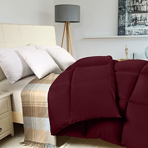 Image of Utopia Bedding King Comforter Duvet Insert, Quilted Burgundy Comforter with Corner Tabs, Box Stitched Down Alternative Comforters King Size 90 x 102 inches