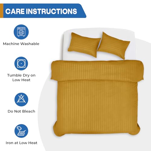 Housse de couette king size ocre anti-plis en microfibre douce