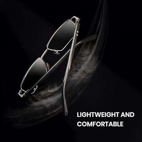 Cyxus 100% Really Buffalo Horn Glasses Pure Titanium for Men Rimless Square Glasses 8135 Space Silver4