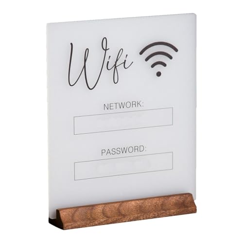Placa de conexión Wi-Fi para invitados, base de madera, elegante soporte para contraseña, soporte de mesa minimalista, decoración para casa, oficina, café, hotel, decoración para invitados, recepción