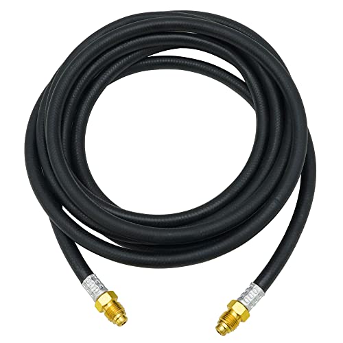 Image of Inert Gas Welding Hose - Argon CO2 Flow Meter Gas Regulator Adapter Hose, 5 /8 inch UNF-18RH Fittings for Mig Tig (Black, 15FT)