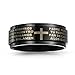 Imagen de Bling Jewelry Anillo Giratorio Personalizado Unisex Religioso Padre Nuestro Cruz Para Hombres Mujeres Adolescentes Negro Tono Plateado Acero Inoxidable Grabado Personalizado
