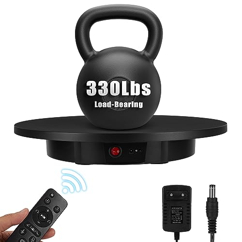 Motorized Rotating Display Stand, Remote Control Rotating Display Stand, 360 Degree Mute 330 Lbs Load Electric Rotating Platform for Photography Products, Live Video Show, Angle Speed, Wired
