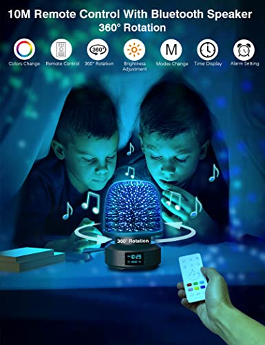 Eyesound Night Light Bluetooth Speaker - 360° Rotation 3D Glass Starry Nightlight With Alarm Clock, 7 Color Changing Dimmable Table Lamp For Bedroom, Christmas Gifts Idea For Teen Boys Girls Baby #TOP4