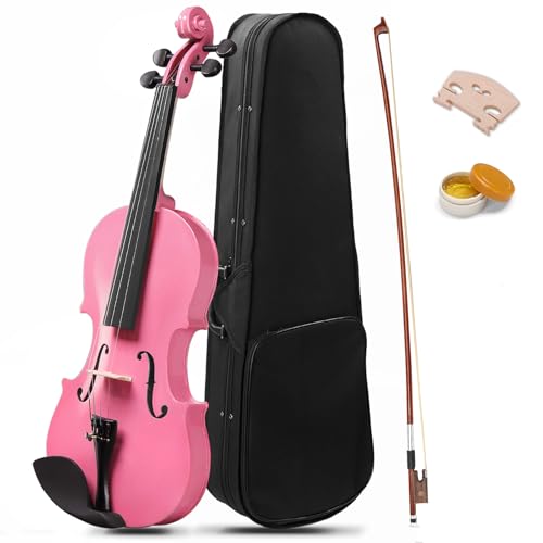 Ktaxon Violin for Beginners Students Acoustic Violins 4/4 Full Size Fiddle Kit with Case Bow Rosin Adult Teens Learners Age 11+ (Pink)
