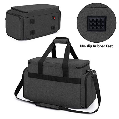 CURMIO Bolsa para Máquina Coser, Bolsa de Viaje para Máquina Coser, Maleta de Máquina Coser con 2 Bolsillos Extraíbles Transparentes, Adecuado de la mayoría de Máquina de Coser Universales, Negro.